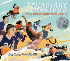 Cover of Tenacious showing athletes with various adaptive athletic equipment