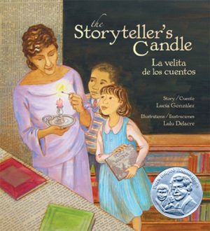 Front cover for The Storyteller's Candle / La velita de los cuentos by Lucia Gonzalez and Lulu Delacre