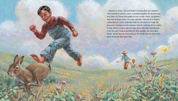 Interior spread #3 for Jim Thorpe's Bright Path by Joseph Bruchac and S. D. Nelson