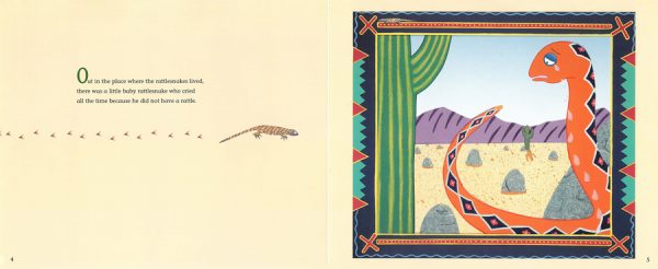 Interior spread #1 for Baby Rattlesnake / Viborita de Cascabel by Te Ata; Lynn Moroney and Mira Reisberg