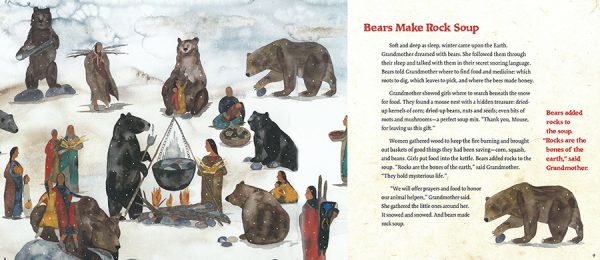 Interior spread #3 for Bears Make Rock Soup by Lise Erdrich and Lisa Fifield