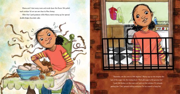 Interior spread #3 for The Hula-Hoopin' Queen by Thelma Lynne Godin and Vanessa Brantley-Newton