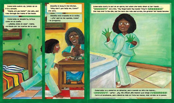 Interior spread #3 for Super Cilantro Girl / La superniña del cilantro by Juan Felipe Herrera and Honorio Robledo