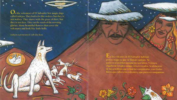 Interior spread #1 for Magic Dogs of the Volcanoes / Los perros mágicos de los volcanes by Manlio Argueta; Stacey Ross and Elly Simmons