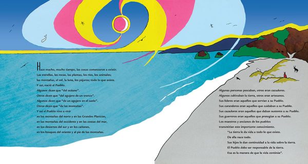 Interior spread #1 for El pueblo seguirá by Simon J. Ortiz and Sharol Graves