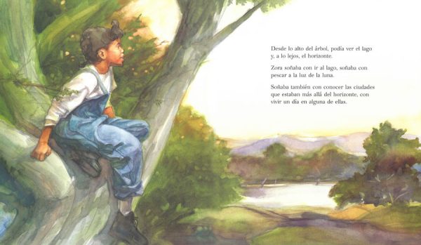 Interior spread #3 for Zora Hurston y el árbol soñador by William Miller and Cornelius Van Wright; Ying-Hwa Hu