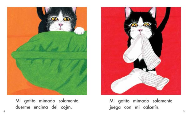 Interior spread #3 for Mi gatito mimado by Elena Castro; Barbara Flores; Eddie Hernandez and Michael Ramirez; Mary Ramírez-Greene