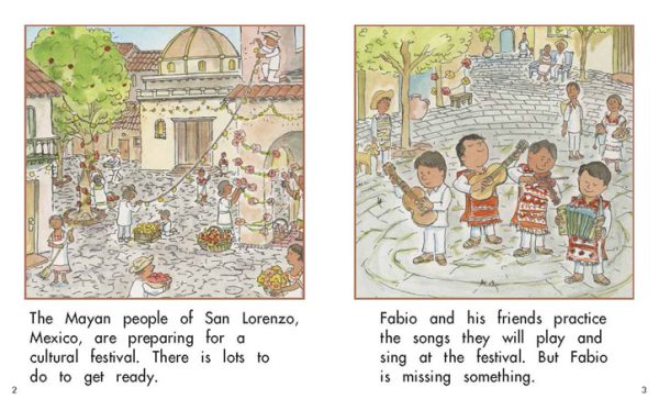 Interior spread #2 for Fabio and the Mayan Festival by Barbara M. Flores; Barbara M. Flores; Eddie Hernández