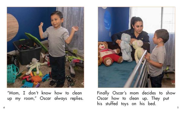 Interior spread #3 for Oscar Cleans Up by Barbara M. Flores; Elena Castro; Eddie Hernández