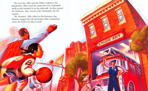 Interior spread #2 for Allie's Basketball Dream by Barbara Barber and Darryl Ligasan