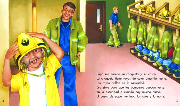 Interior spread #1 for En la estación de bomberos con papá by Tina Athaide and Shachi Kale