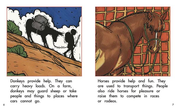 Interior spread #3 for What Animals Provide by Barbara M. Flores; Elena Castro; Eddie Hernández and Michael Ramirez; Mary Ramírez-Greene