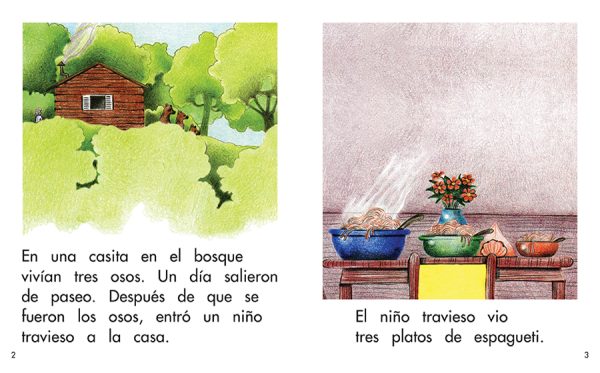 Interior spread #2 for El niño travieso y los tres osos by Elena Castro; Enrique Flores; Eddie Hernandez and Michael Ramirez