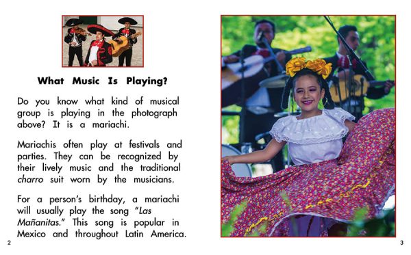 Interior spread #1 for The Mariachi Is Here by Barbara M. Flores; Elena Castro; Eddie Hernández