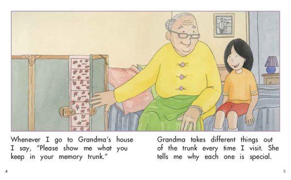 Interior spread #3 for The Memory Trunk by Barbara M. Flores; Elena Castro; Eddie Hernández