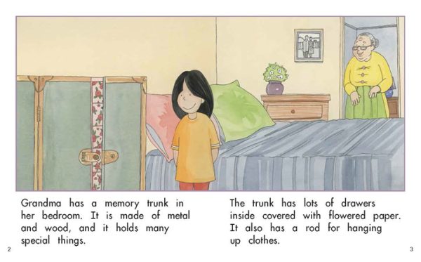 Interior spread #2 for The Memory Trunk by Barbara M. Flores; Elena Castro; Eddie Hernández