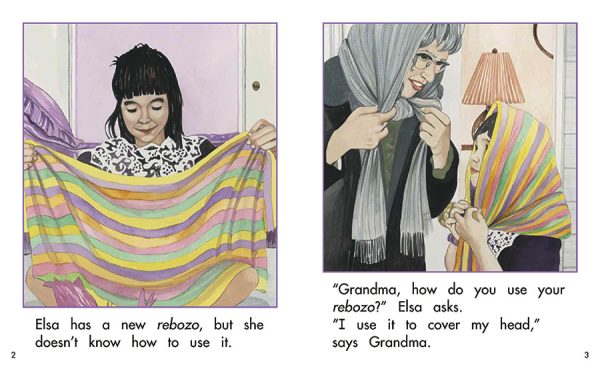 Interior spread #1 for Elsa's Rebozo by Barbara M. Flores; Elena Castro; Eddie Hernández and Michael Ramirez