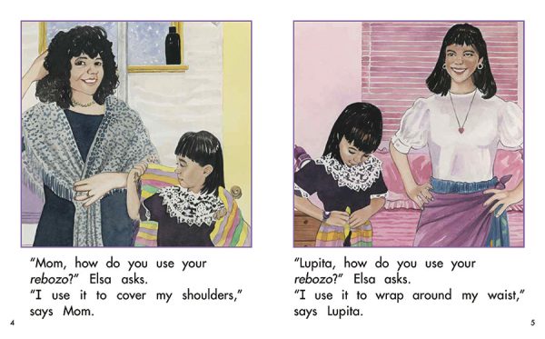 Interior spread #2 for Elsa's Rebozo by Barbara M. Flores; Elena Castro; Eddie Hernández and Michael Ramirez