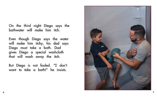 Interior spread #3 for I Don't Want a Bath! by Barbara M. Flores; Elena Castro; Eddie Hernández