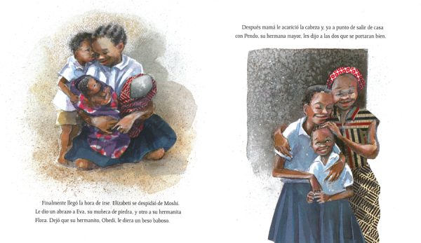 Interior spread #2 for La escuela de Elizabeti by Stephanie Stuve-Bodeen and Christy Hale