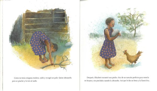 Interior spread #2 for La muñeca de Elizabeti by Stephanie Stuve-Bodeen and Christy Hale