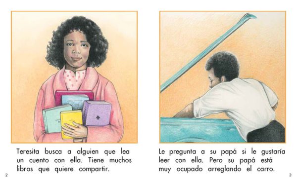 Interior spread #2 for ¿Quién lee conmigo? by Barbara M. Flores; Elena Castro; Eddie Hernández